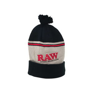 ROLLING PAPERS X RAW KNIT HAT BLACK AND BROWN